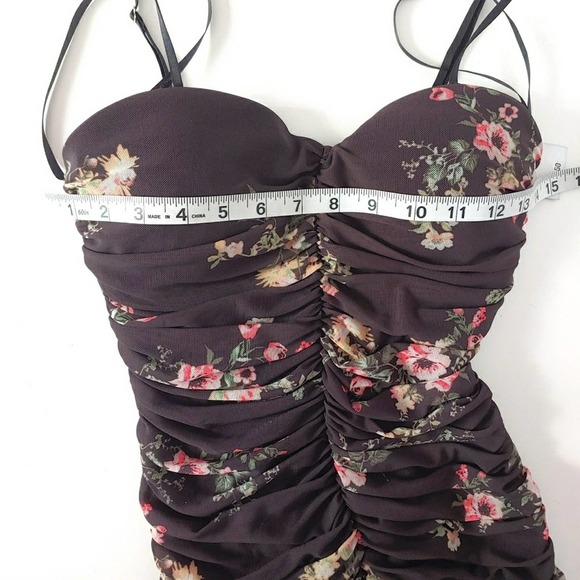 Stretchy Sweetheart Neckline Stretchy Floral on Black Bodycon Tube Dress Sz S - Picture 3 of 7